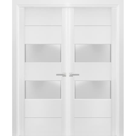 Sartodoors Double French Interior Door, 56" x 96", White LUCIA4010DD-BEM-5696